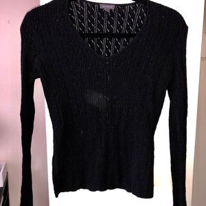 Ann Taylor black semi-sheer long sleeve